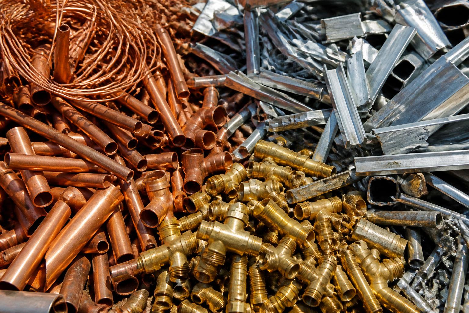 Sorted scrap metal cables in industrial bins